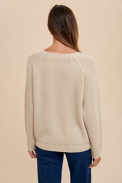 HELLO Embroidered Raglan Sleeve Sweater