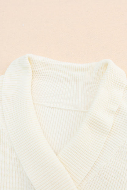 Ribbed Surplice Long Sleeve Sweater