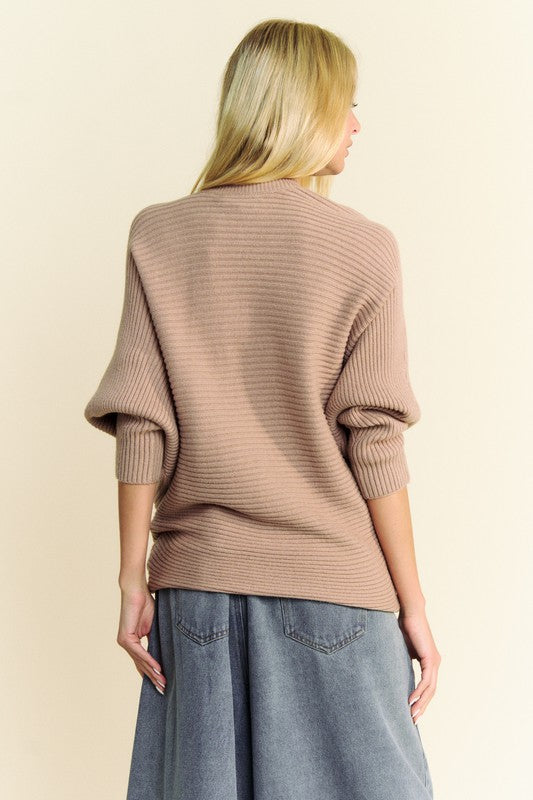 Round Neck Batwing Sleeve Sweater