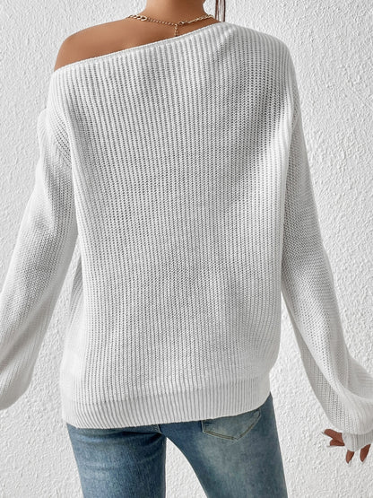 Single Shoulder Long Sleeve Sweater