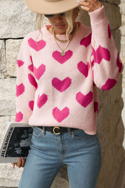 Heart  Dropped Shoulder Sweater