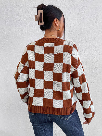 Checkered Round Neck Sweater