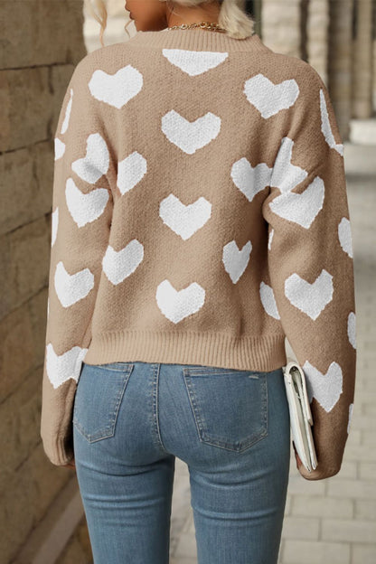 Heart  Dropped Shoulder Sweater