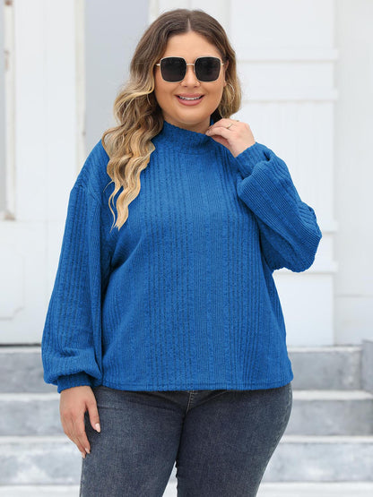 Plus Mock Neck Long Sleeve Knit Top