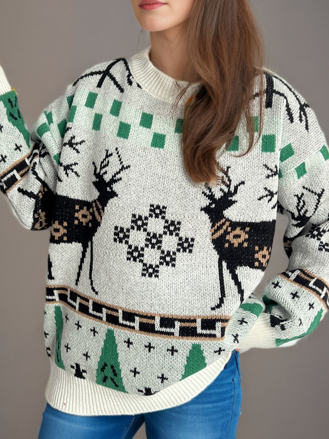 Christmas Round Neck Long Sleeve Sweater