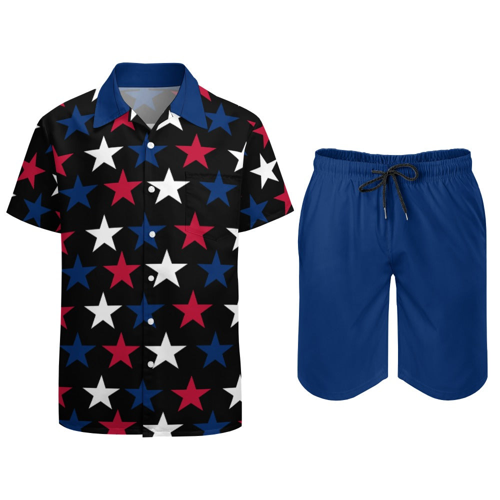 Men's Button Up Shirt & Shorts Sets for 4th of July