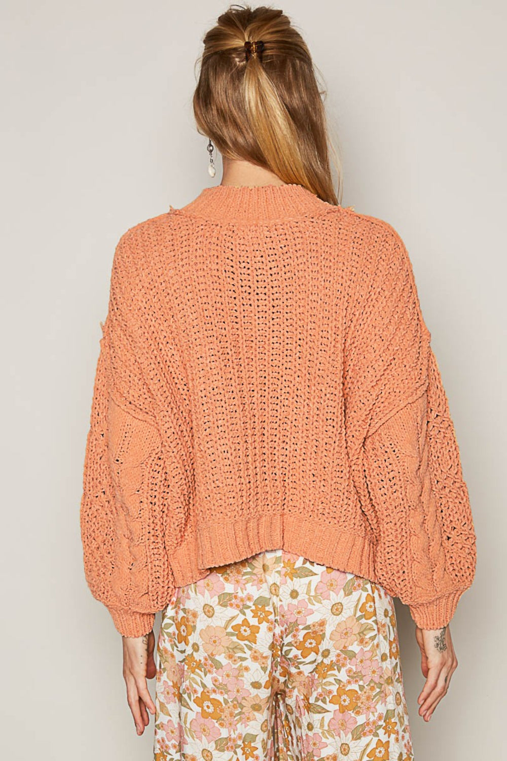 Mock Neck Cable Knit Sweater