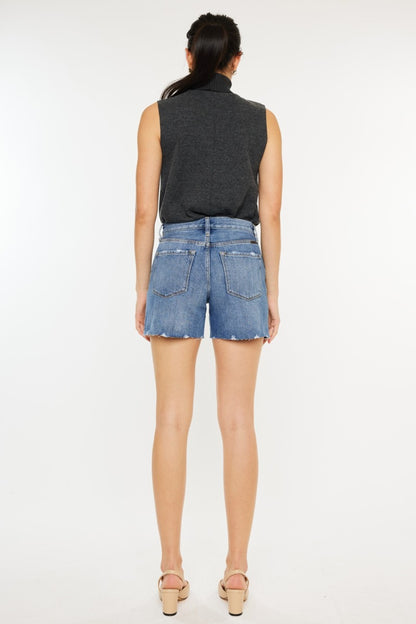 Distressed High Waist Denim Shorts