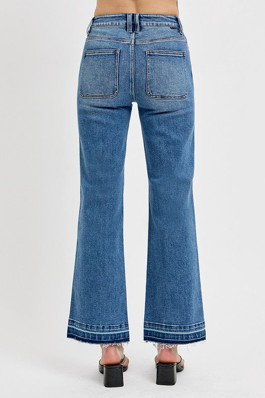 Raw Hem Ankle Bootcut Jeans Plus-Size