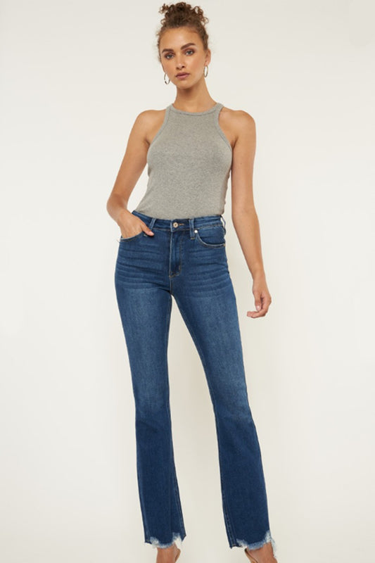 Raw Hem Flare Jeans