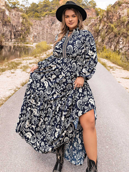 Plus Long Sleeve Maxi Dress