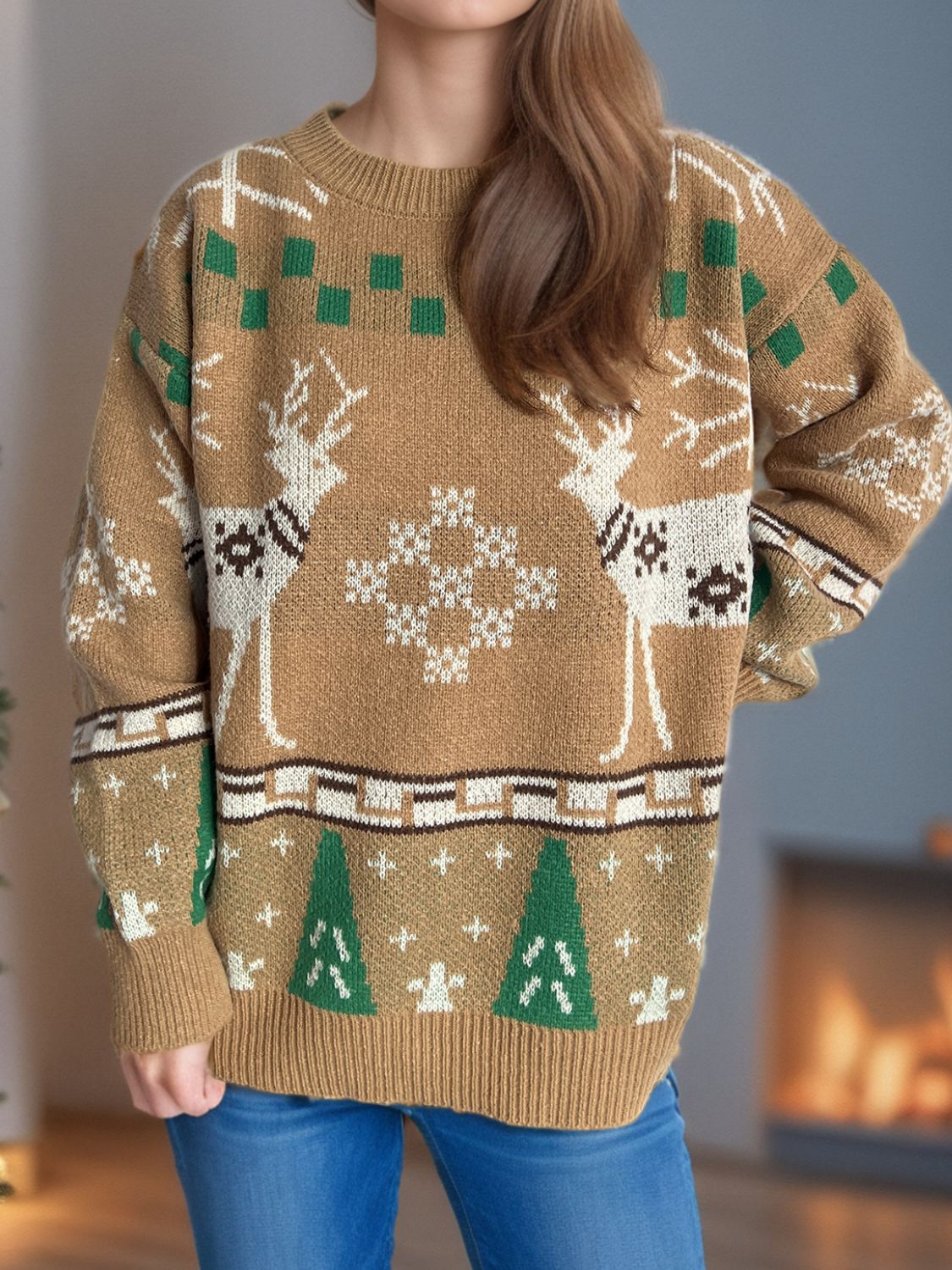 Christmas Round Neck Long Sleeve Sweater