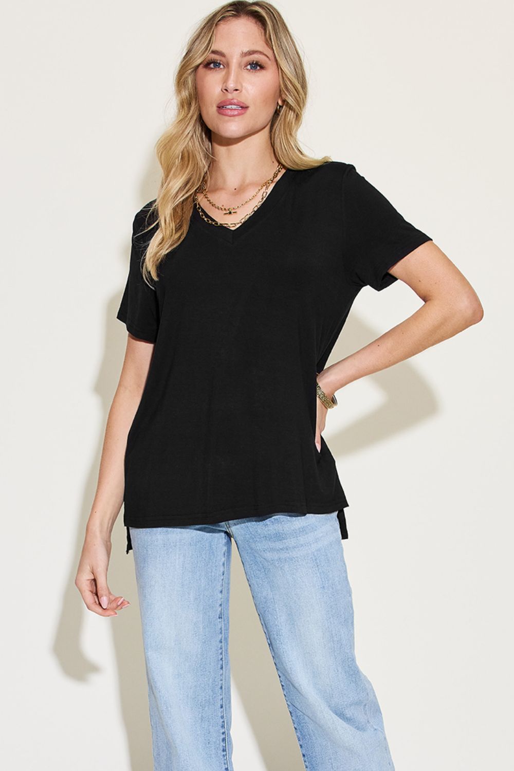 V-Neck High-Low T-Shirt