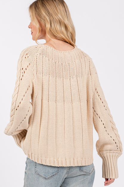 Cable-Knit Long Sleeve Sweater