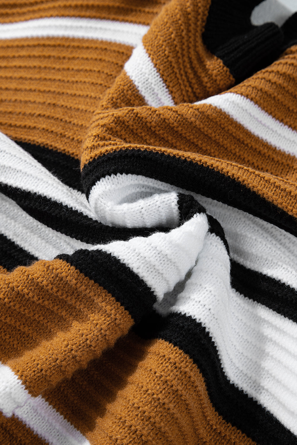 Contrast Stripes V Neck Long Sleeve Sweater