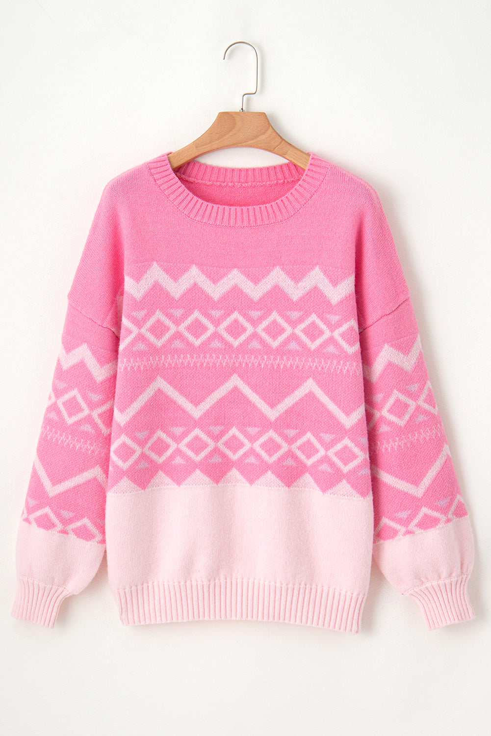 Geometric Drop Shoulder Long Sleeve Sweater