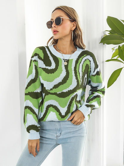 Round Neck Dropped Shoulder Sweater