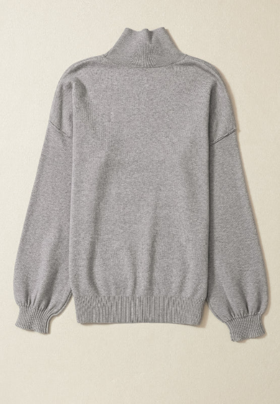 Mock Neck Dropped Shoulder Sweater