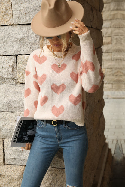 Heart  Dropped Shoulder Sweater