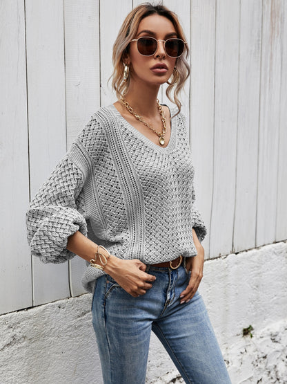 V-Neck Dropped Shoulder Sweater