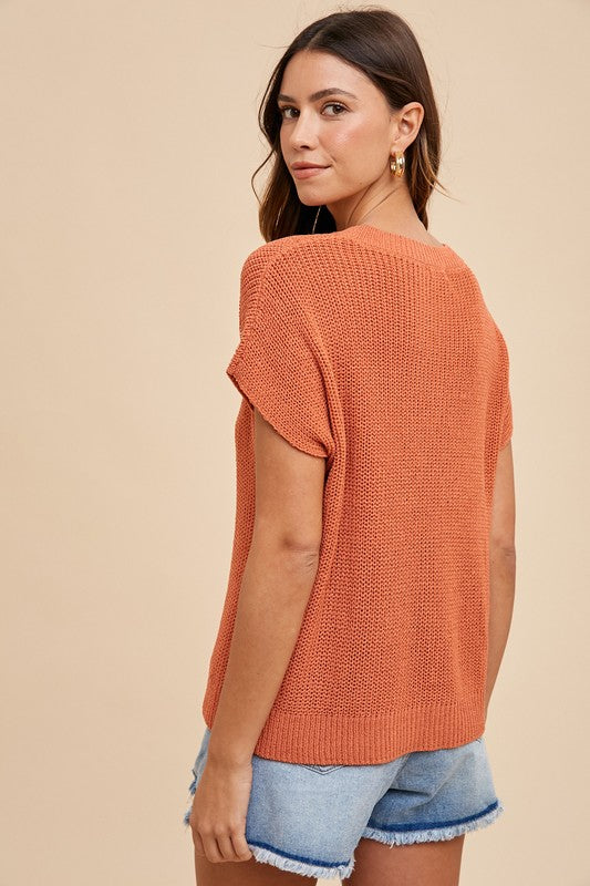 Round Neck Short Sleeve Sweater