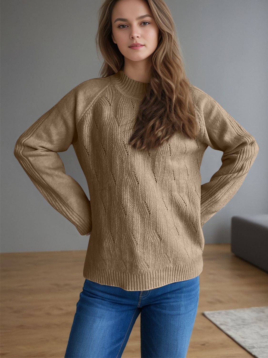 Mock Neck Long Sleeve Sweater