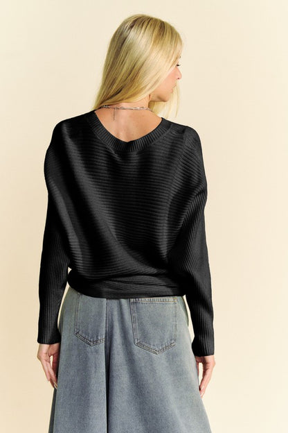 Round Neck Batwing Sleeve Sweater