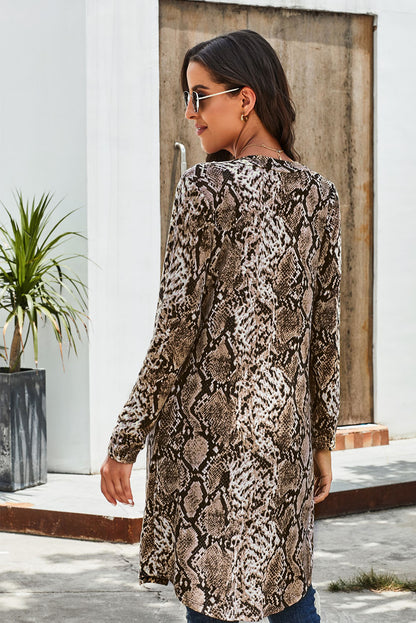 Printed Open Front Longline Cardigan