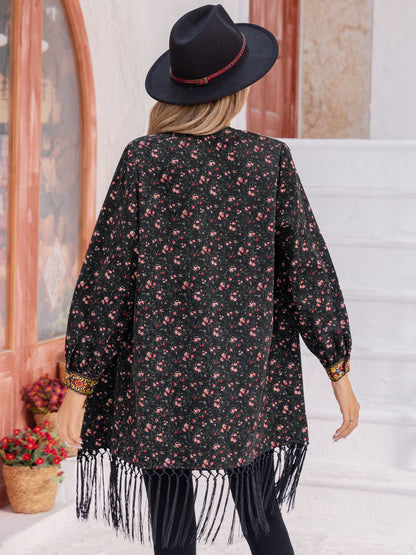 Print Fringe Detail Cardigan