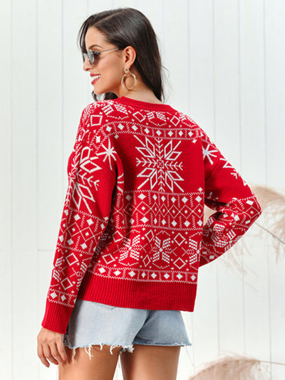 Snowflake  Round Neck Sweater