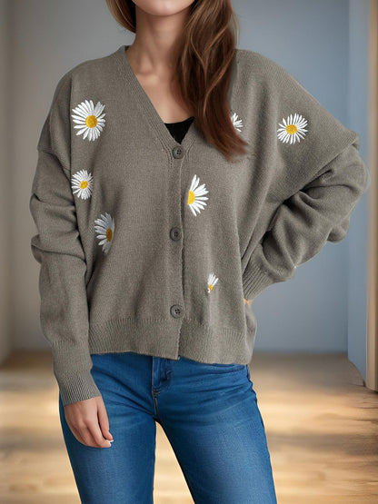 Daisy Button Up V-Neck Cardigan