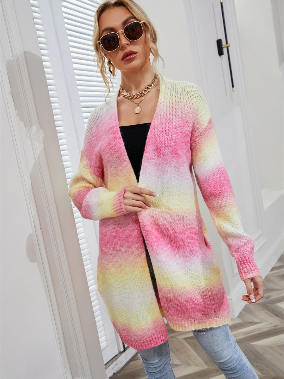 Gradient Open Front Cardigan