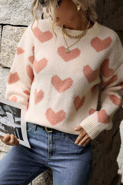 Heart  Dropped Shoulder Sweater