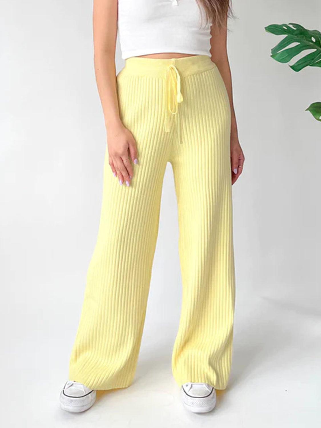 Ribbed Wide Leg Sweater Pants