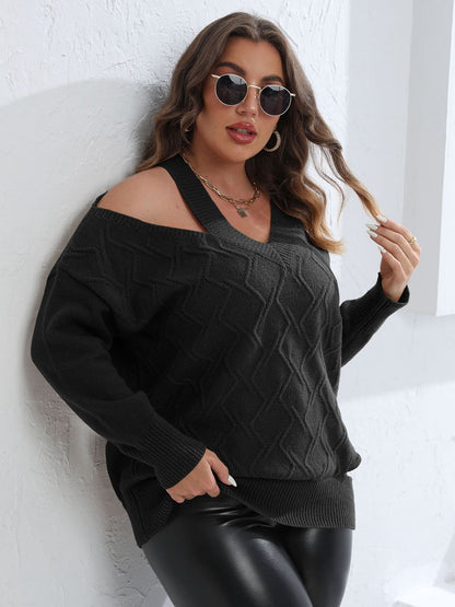 Plus Cutout V-Neck Sweater