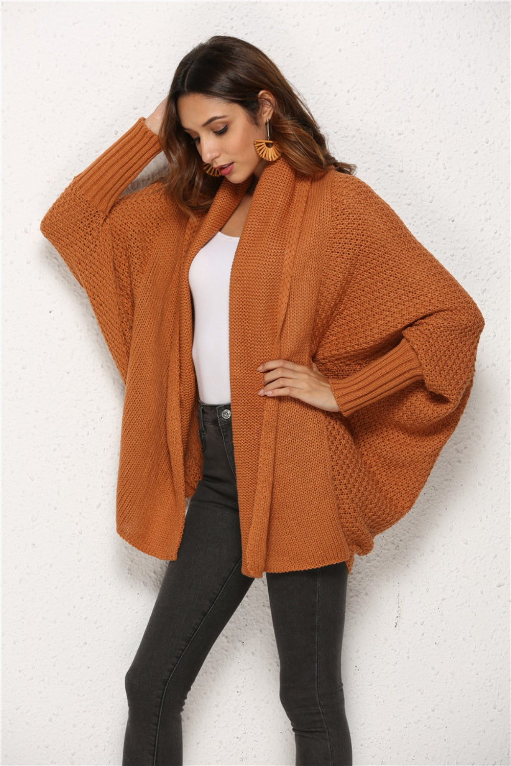 Open Front Batwing Sleeve Cardigan