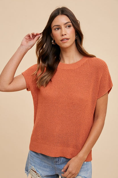 Round Neck Short Sleeve Sweater