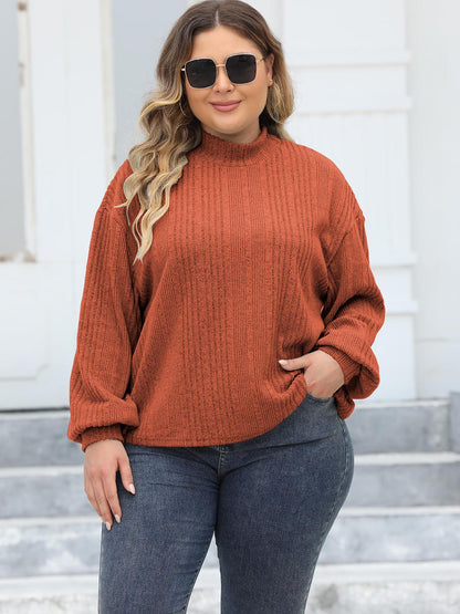 Plus Mock Neck Long Sleeve Knit Top