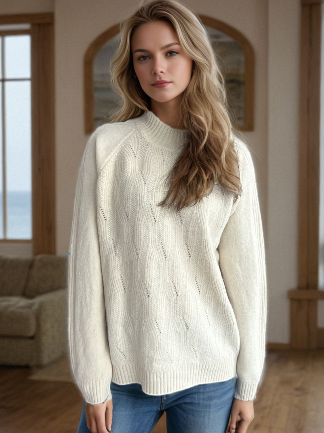 Mock Neck Long Sleeve Sweater