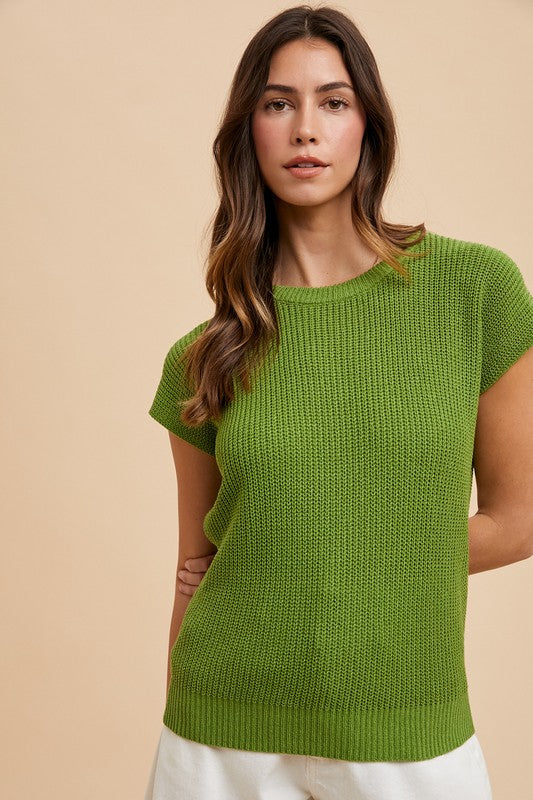 Round Neck Short Sleeve Sweater