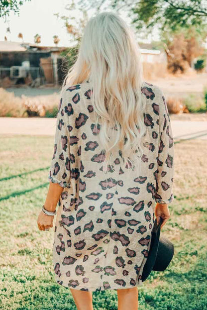 Printed Open Front Half Sleeve Cardigan