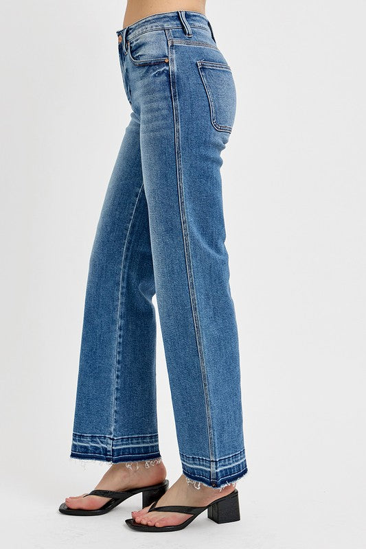 Raw Hem Ankle Bootcut Jeans Plus-Size