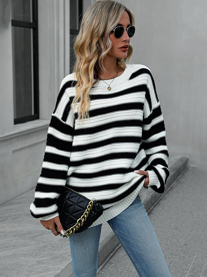 Striped Dropped Shoulder Sweater