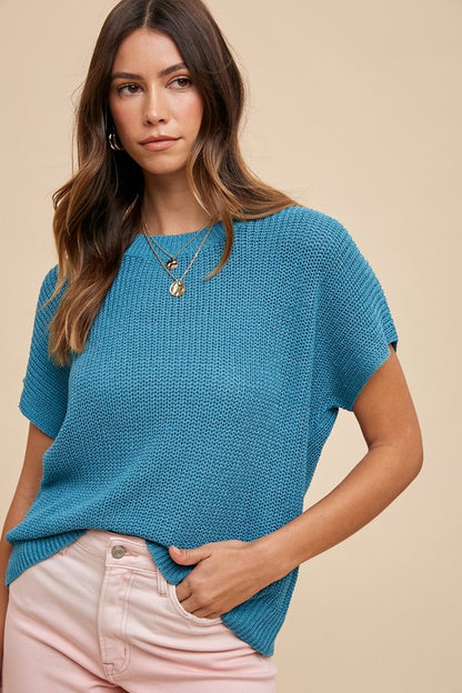 Round Neck Short Sleeve Sweater