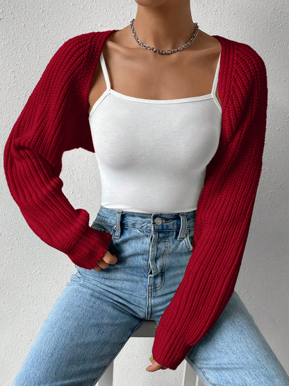 Open Front Long Sleeve Cropped Cardigan