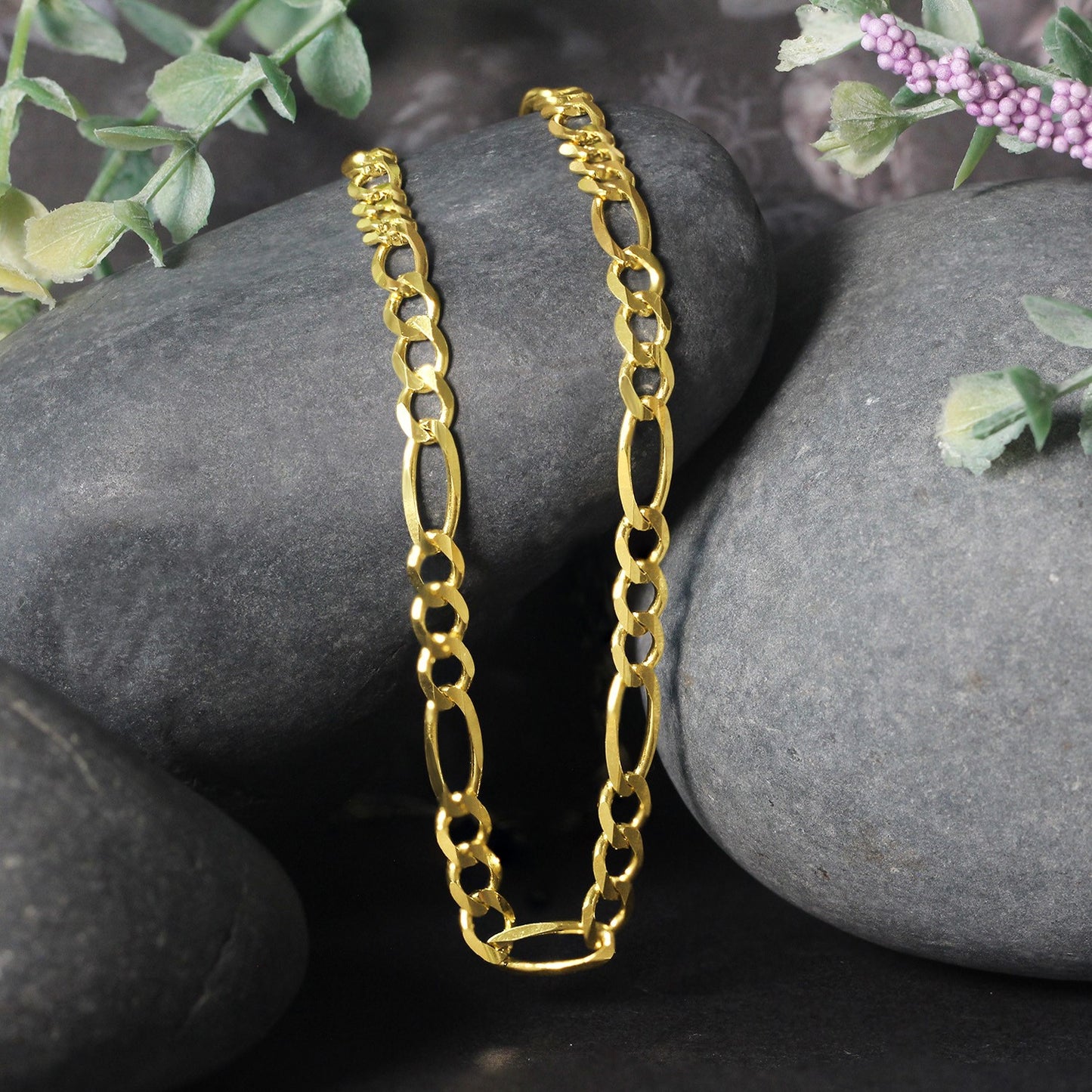 10K Yellow Gold Solid Figaro Chain (4.50 mm)