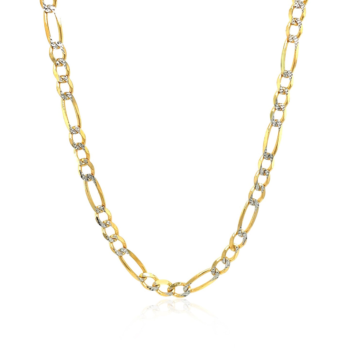 14K Yellow Gold Solid Pave Figaro Chain (3.80 mm)