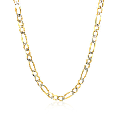 14K Yellow Gold Solid Pave Figaro Chain (3.80 mm)