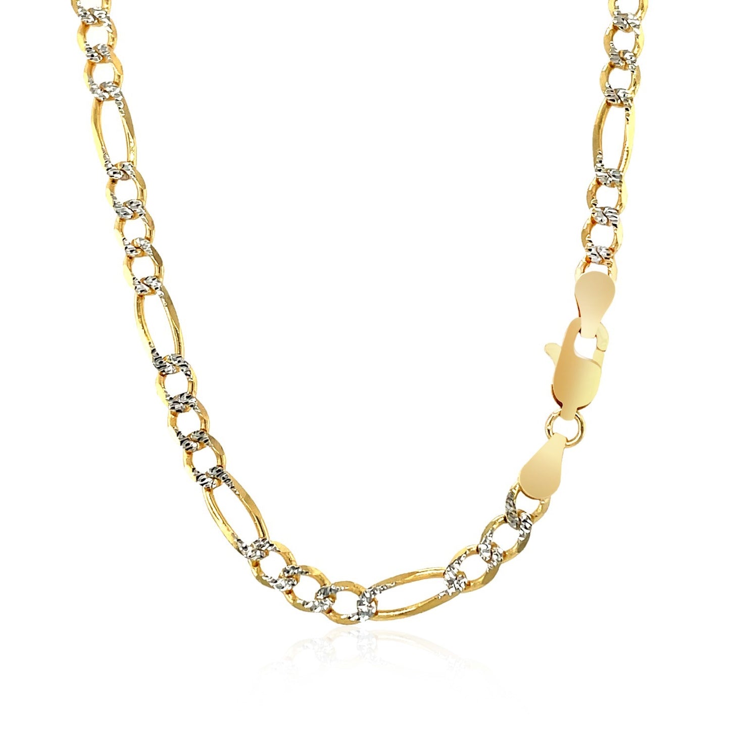 14K Yellow Gold Solid Pave Figaro Chain (3.80 mm)