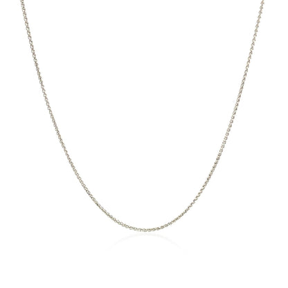 14k White Gold Diamond Cut Round Wheat Chain (0.60 mm)